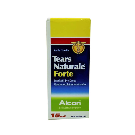 Package label for Alcon Tears Naturale Forte Lubricant Eye Drops in French and English