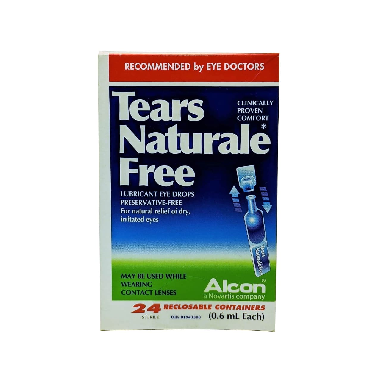 English product label for Alcon Tears Naturale Free Lubricant Eye Drops