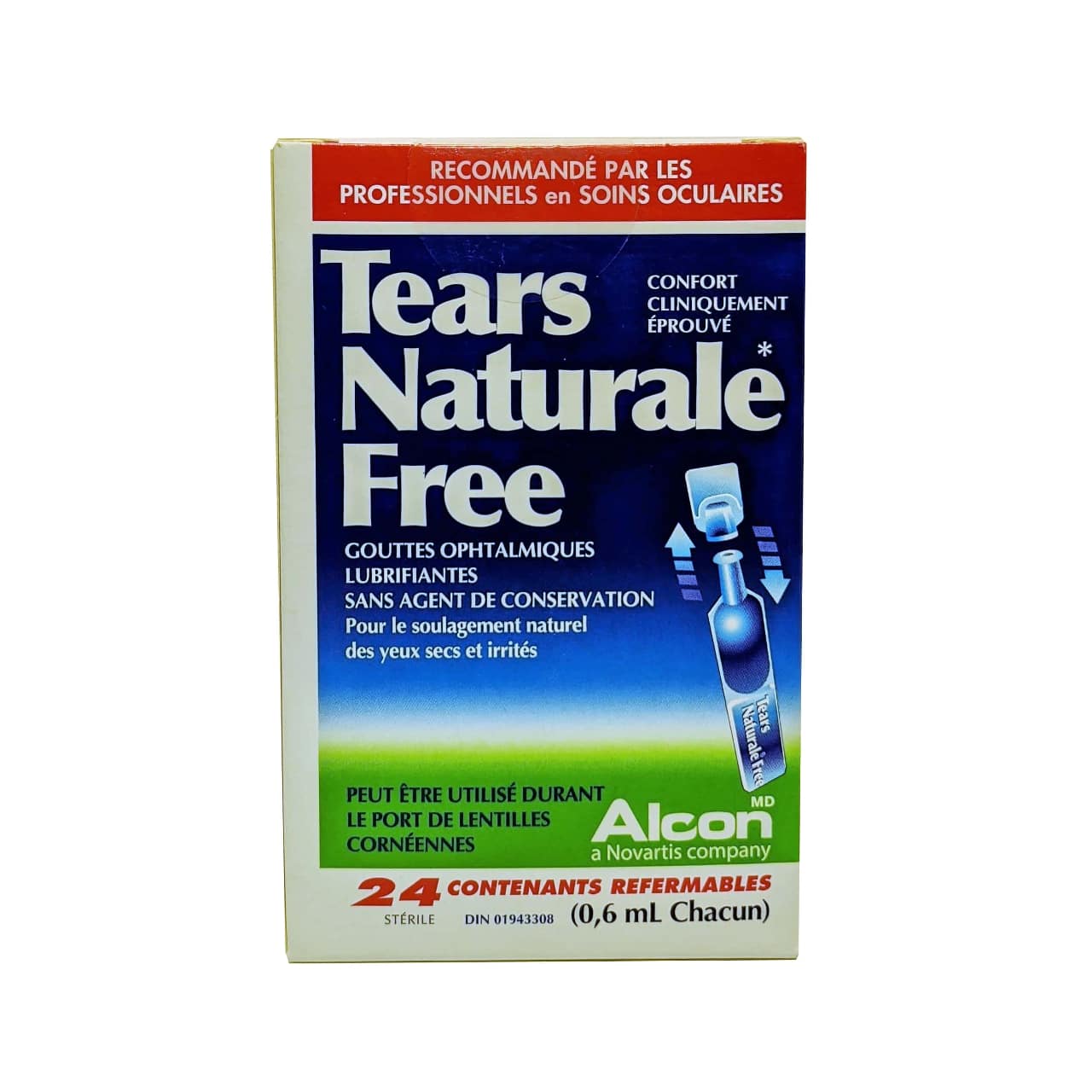 French product label for Alcon Tears Naturale Free Lubricant Eye Drops