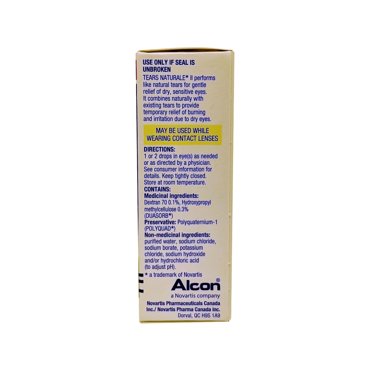 Product details, directions, and ingredients for Alcon Tears Naturale II Lubricant Eye Drops in English