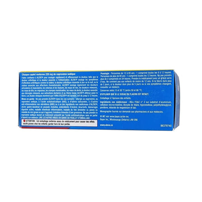 Product details, directions, ingredients, and warnings for Aleve Naproxen Sodium 220mg 125 caplets in French
