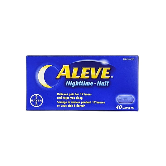 Product label for Aleve Nighttime (40 caplets)