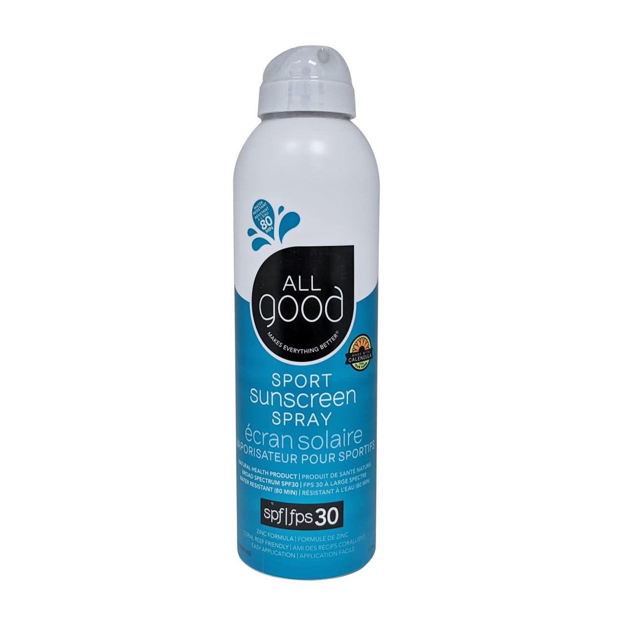 Product package for All Good Sport Sunscreen Spray SPF30
