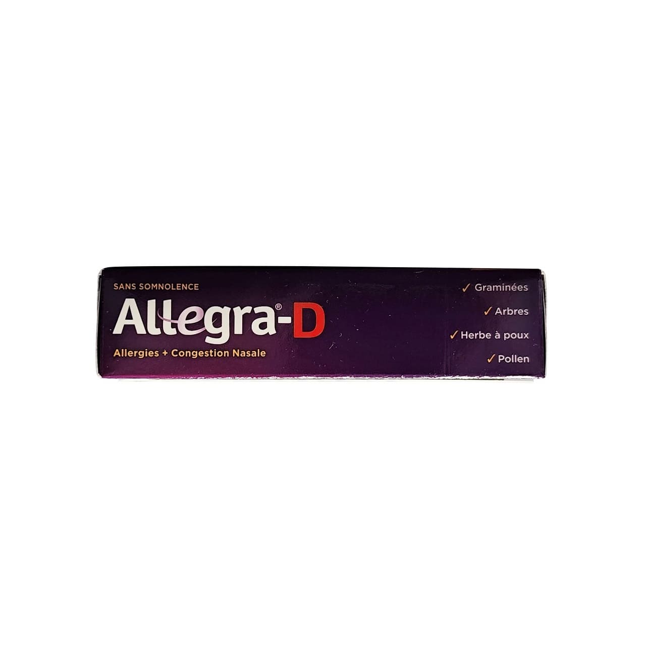 Side for Allegra-D Non Drowsy Antihistamine + Nasal Decongestant (20 caplets) in French