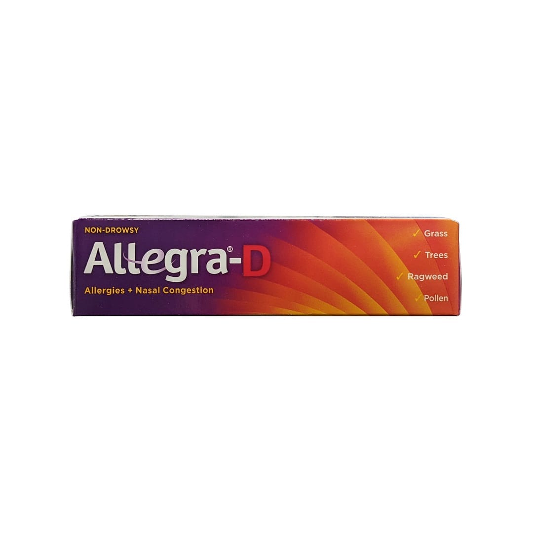 Features for Allegra-D Non Drowsy Antihistamine + Nasal Decongestant (30 caplets) in English
