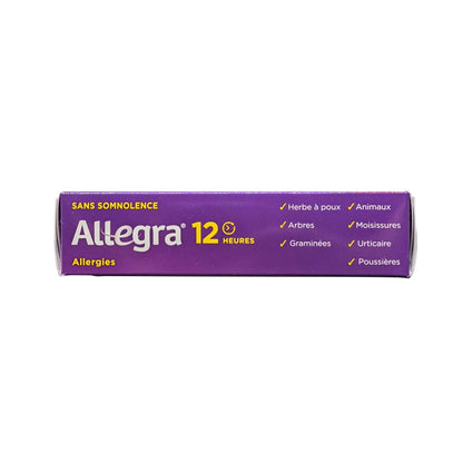 Features for Allegra Non Drowsy 12-Hour Relief Fexofenadine Hydrochloride 60 mg (36 tablets) in French