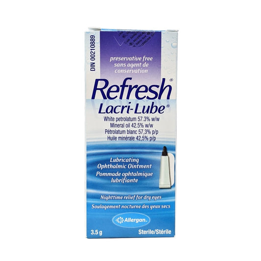 Product label for Allergan Refresh Lacri-Lube Opthalmic Ointment (3.5g)