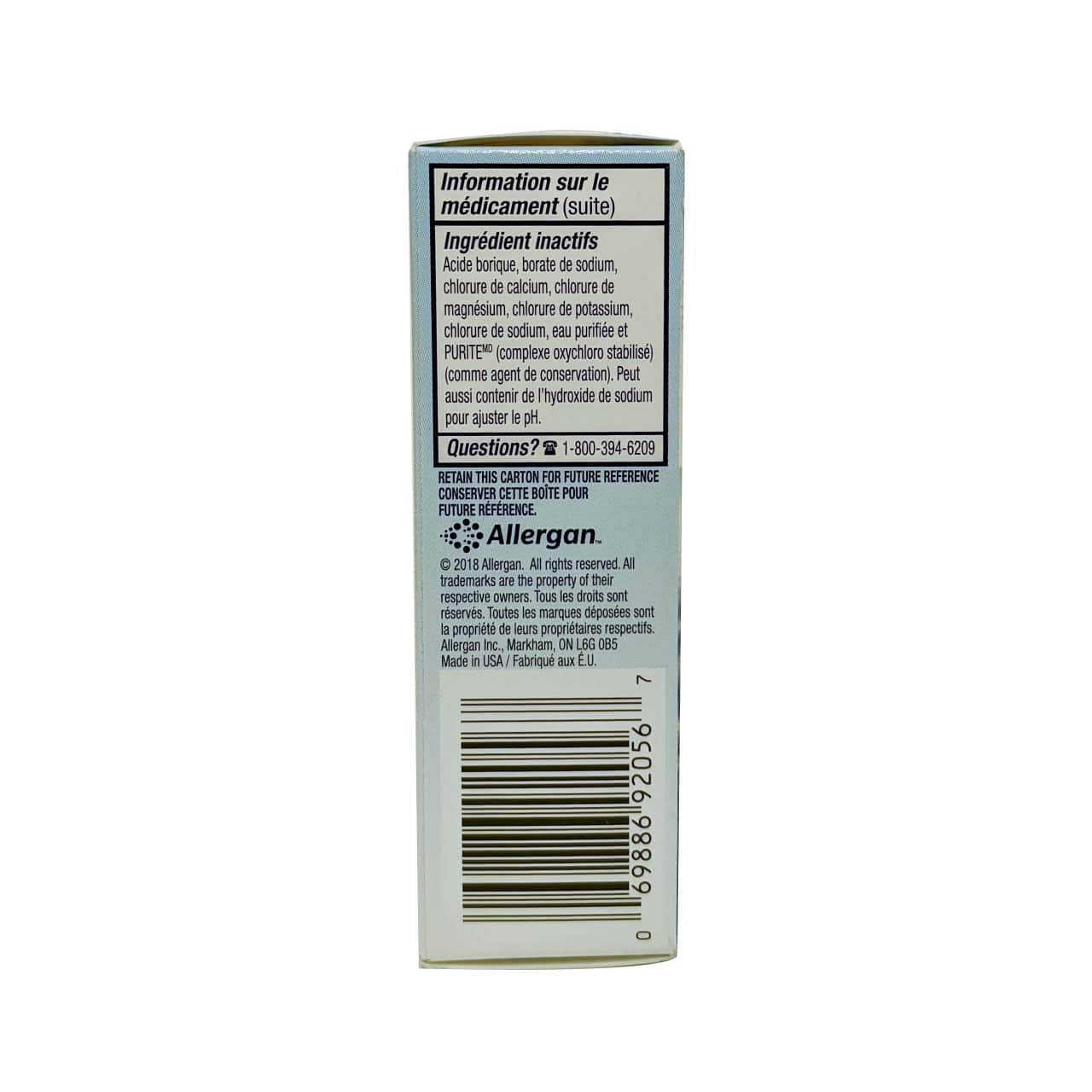 Product details for Allergan Refresh Liquigel Lubricant Eye Drops in French and English 3 of 3