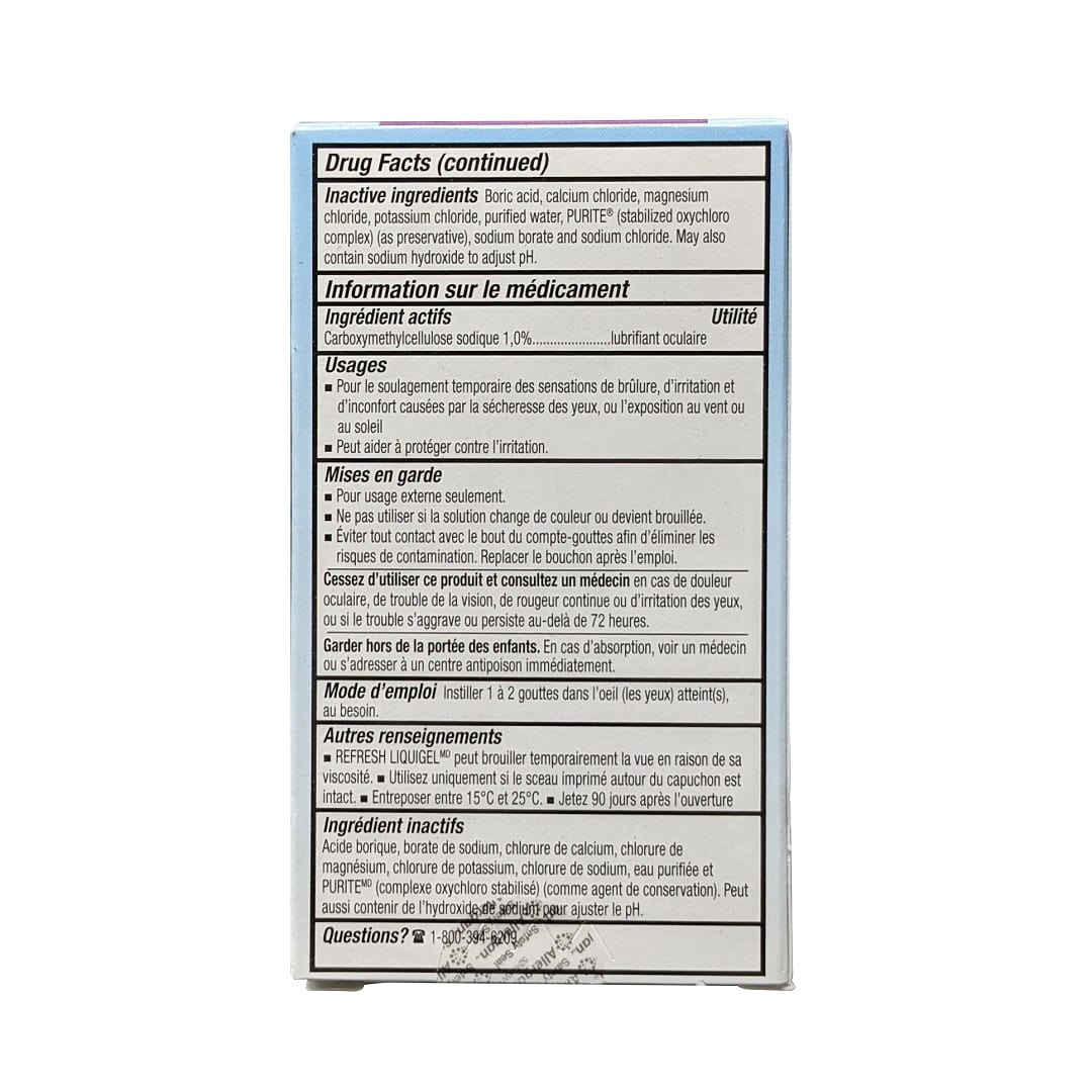 Ingredients, uses, warnings, directions for Allergan Refresh Liquigel Lubricant Eye Drops (2 x 15 mL) in French