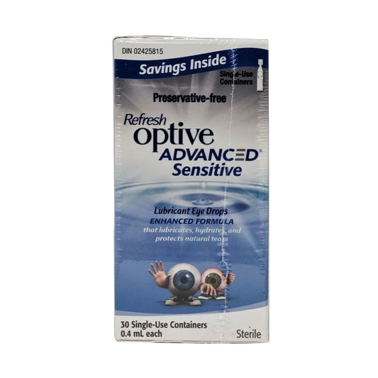 English product label for Allergan Refresh Optive Advanced Sensitive
