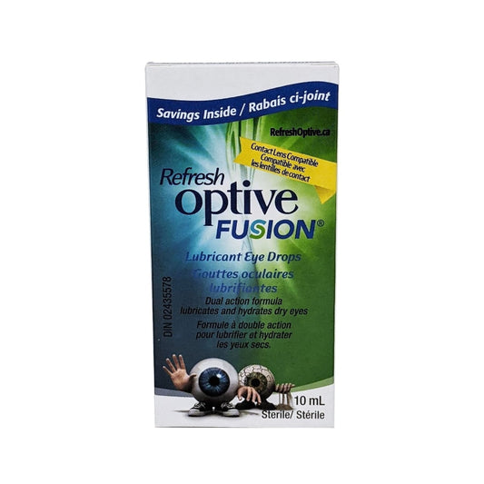 Product label for Allergan Refresh Optive Fusion in English and French