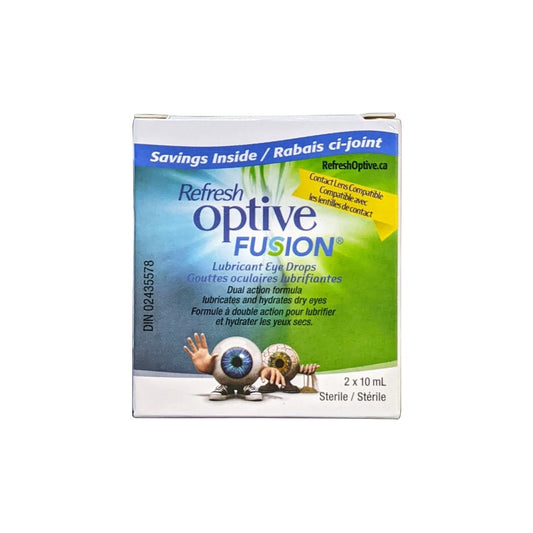 Product label for Allergan Refresh Optive Fusion (2 x 10 mL)
