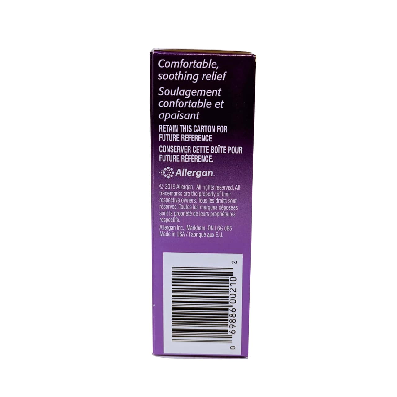 Product information for Allergan Tears Plus Lubricating Eye Drops 2 x 15 mL in English and French