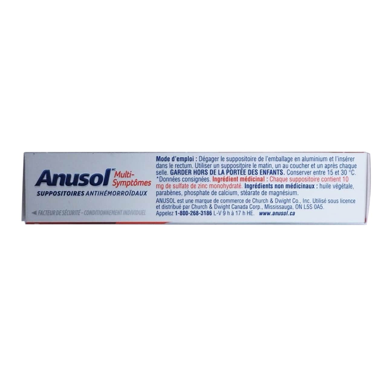 Product details, directions, ingredients, and warnings for Anusol Multi-Symptom Hemorrhoidal Suppositories in Fresh