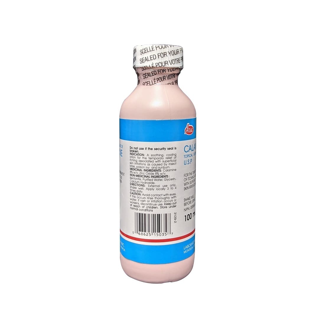 Indication, ingredients, directions, and cautions for Atlas Calamine Lotion USP (100 mL) in English