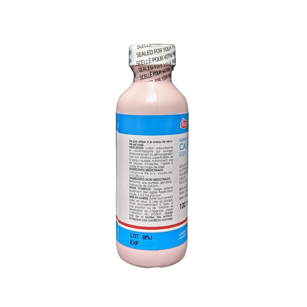 Indication, ingredients, directions, and cautions for Atlas Calamine Lotion USP (100 mL) in French