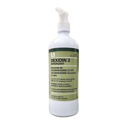 Product label for Atlas Dexidin 2 Detergent (450 mL)