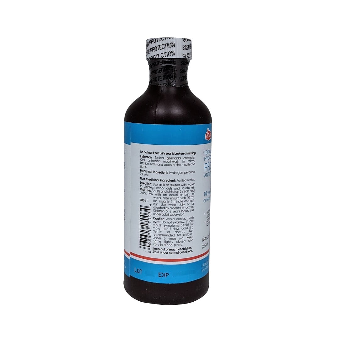 Indications, ingredients, directions, and caution for Atlas Hydrogen Peroxide Topical Solution USP 3% (225 mL) in English