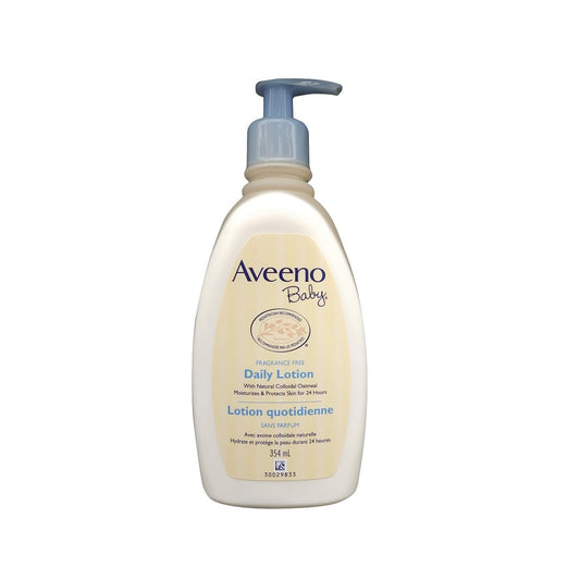 Product label for Aveeno Baby Daily Lotion (354 mL)