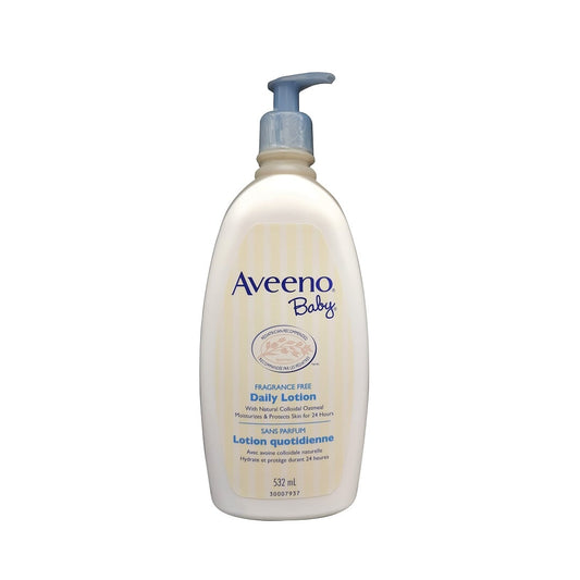 Product label for Aveeno Baby Daily Lotion (532 mL)