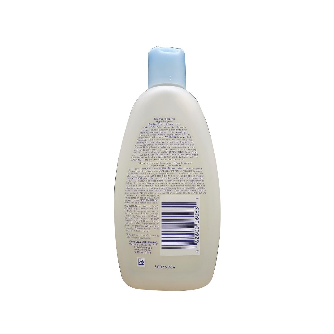 Description, directions, ingredients for Aveeno Baby Lightly Scented Wash and Shampoo (236 mL)
