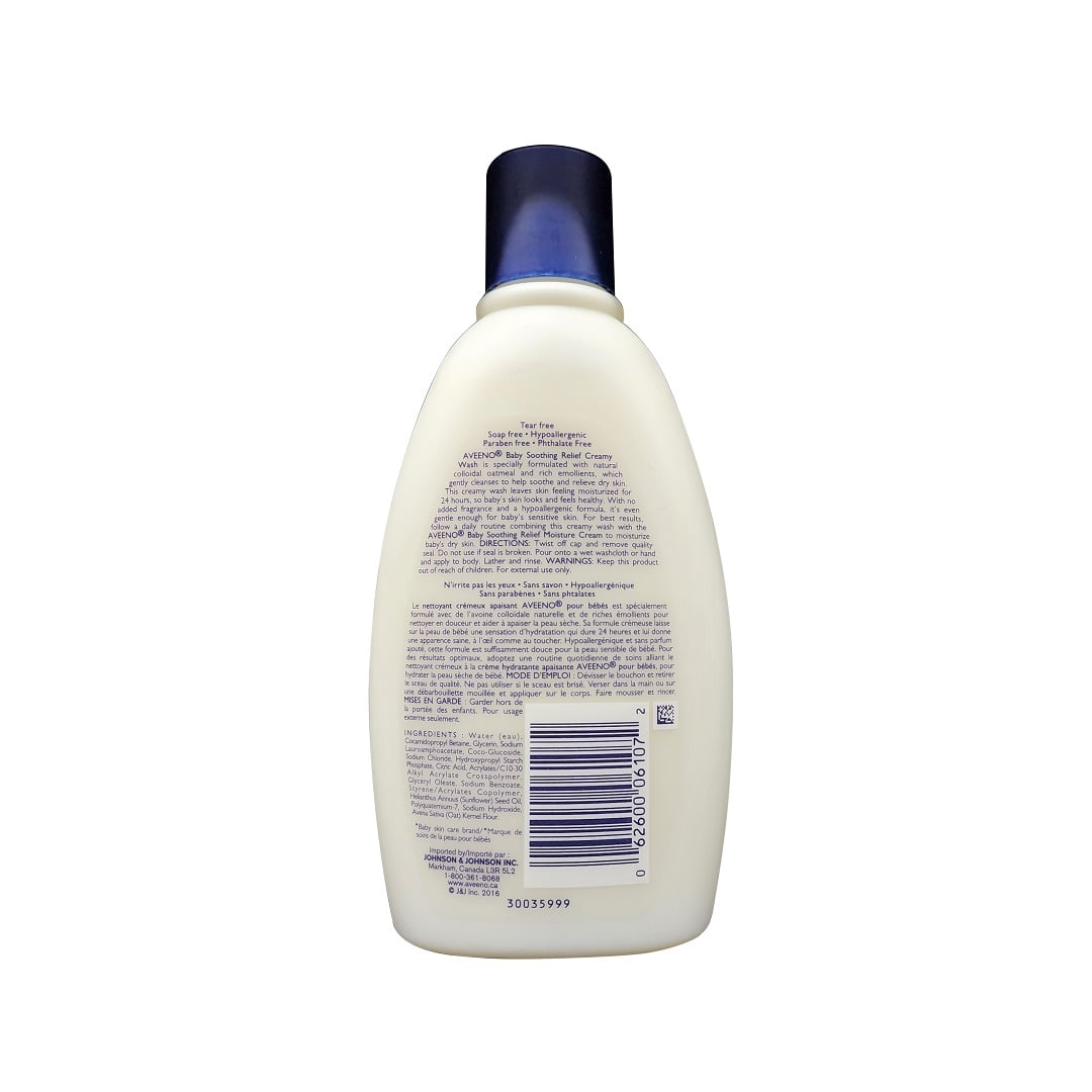 Description, directions, ingredients for Aveeno Baby Soothing Relief Creamy Wash (354 mL)