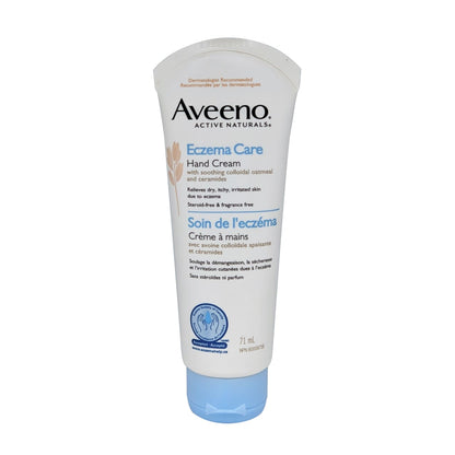 Product label for Aveeno Eczema Care Moisturizing Cream 71 mL