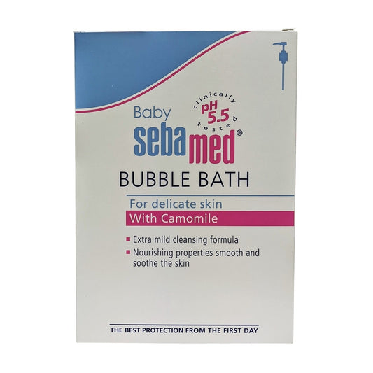 Product label for Baby Sebamed Baby Bubble Bath (500 mL) in English