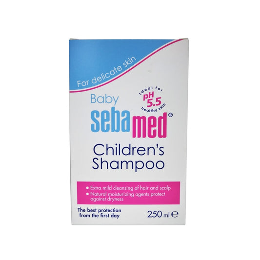 Product label for Baby Sebamed Children's Shampoo 250 mL in English