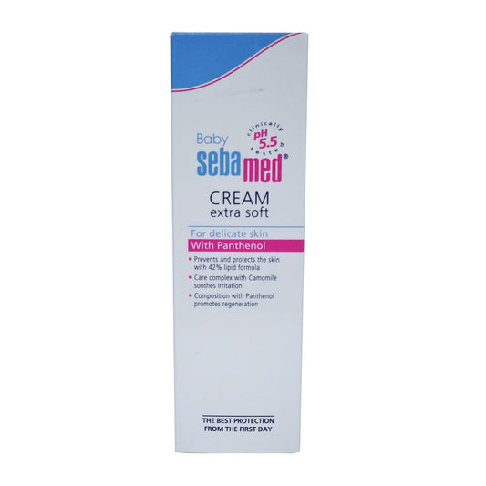 Product label for Baby Sebamed Extra Soft Cream with Panthenol in English
