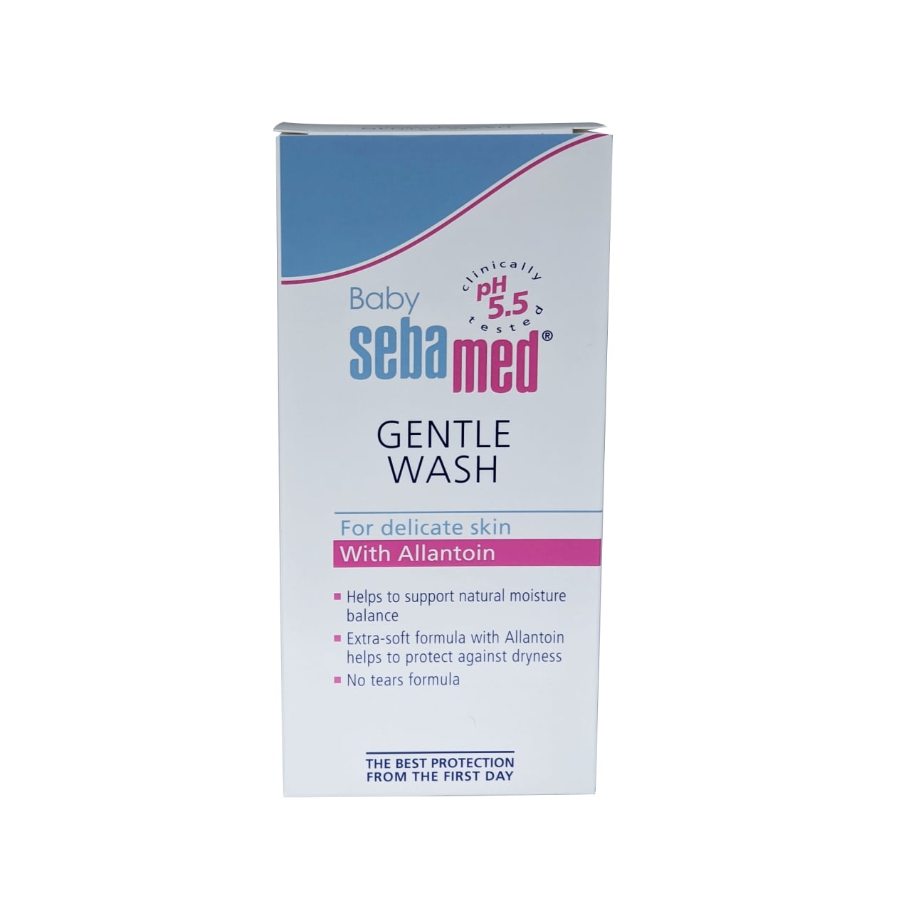 Product label for Baby Sebamed Gentle Wash for Delicate Skin with Allantoin 200 mL in English