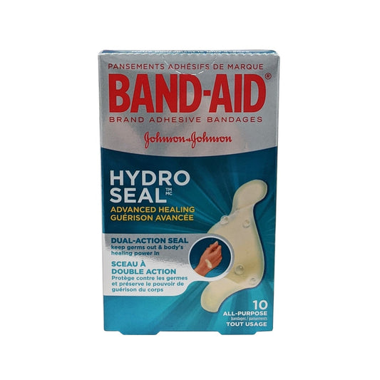 Product label for Band-Aid Hydro Seal Hydrocolloid Gel Bandage (2.0 cm x 6.0 cm) (10 count)