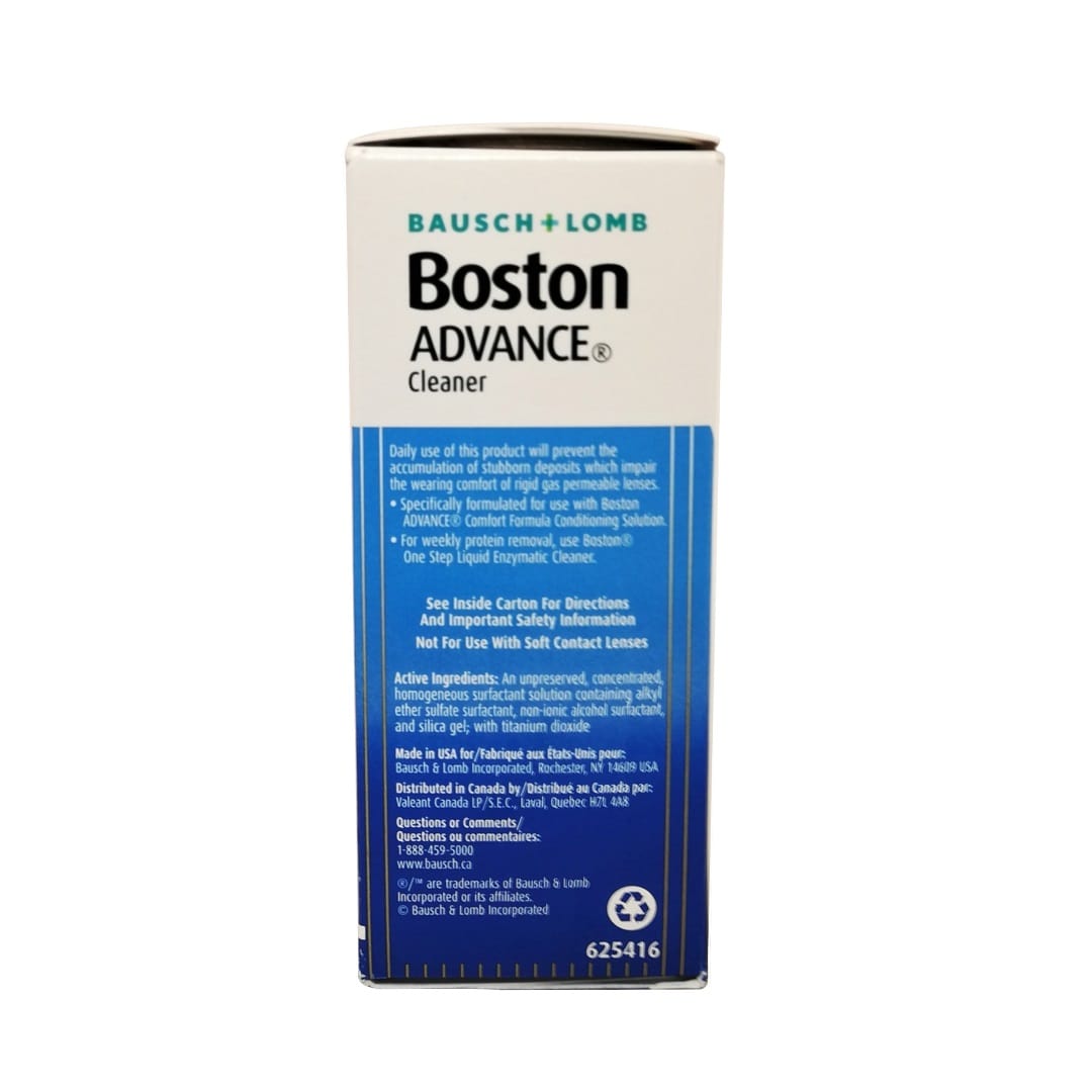 Description and ingredients for Bausch & Lomb Boston Advance Cleaner for Rigid Contact Lens (30 mL) in English