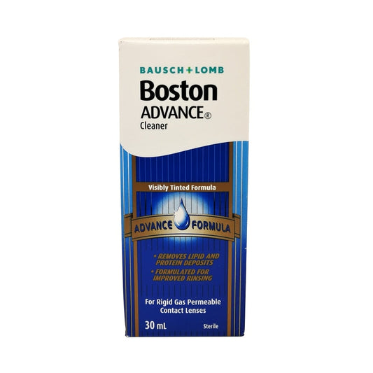 Product label for Bausch & Lomb Boston Advance Cleaner for Rigid Contact Lens (30 mL) in English