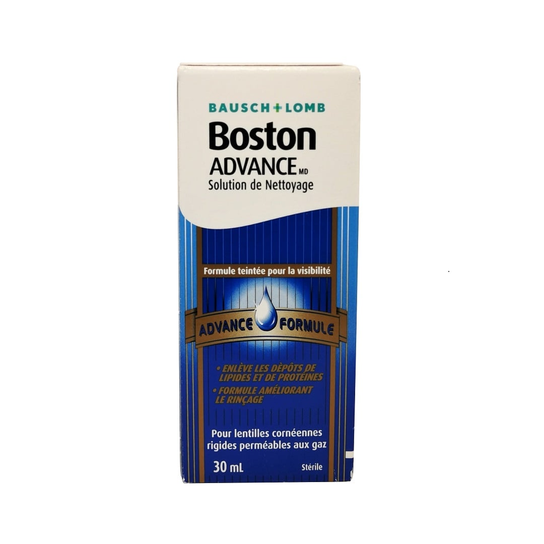 Product label for Bausch & Lomb Boston Advance Cleaner for Rigid Contact Lens (30 mL) in French