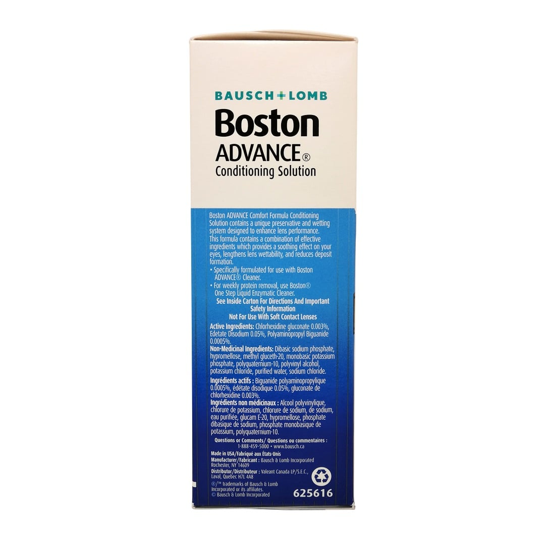 description and ingredients for Bausch & Lomb Boston Advance Conditioning Solution for Rigid Contact Lens (105mL)