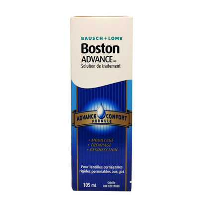 Product label for Bausch & Lomb Boston Advance Conditioning Solution for Rigid Contact Lens (105mL) in French