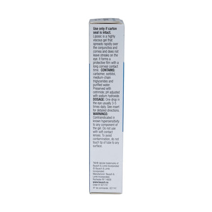 Description, ingredients, dosage, and warnings for Bausch & Lomb Liposic Ophthalmic Gel (10g) in English