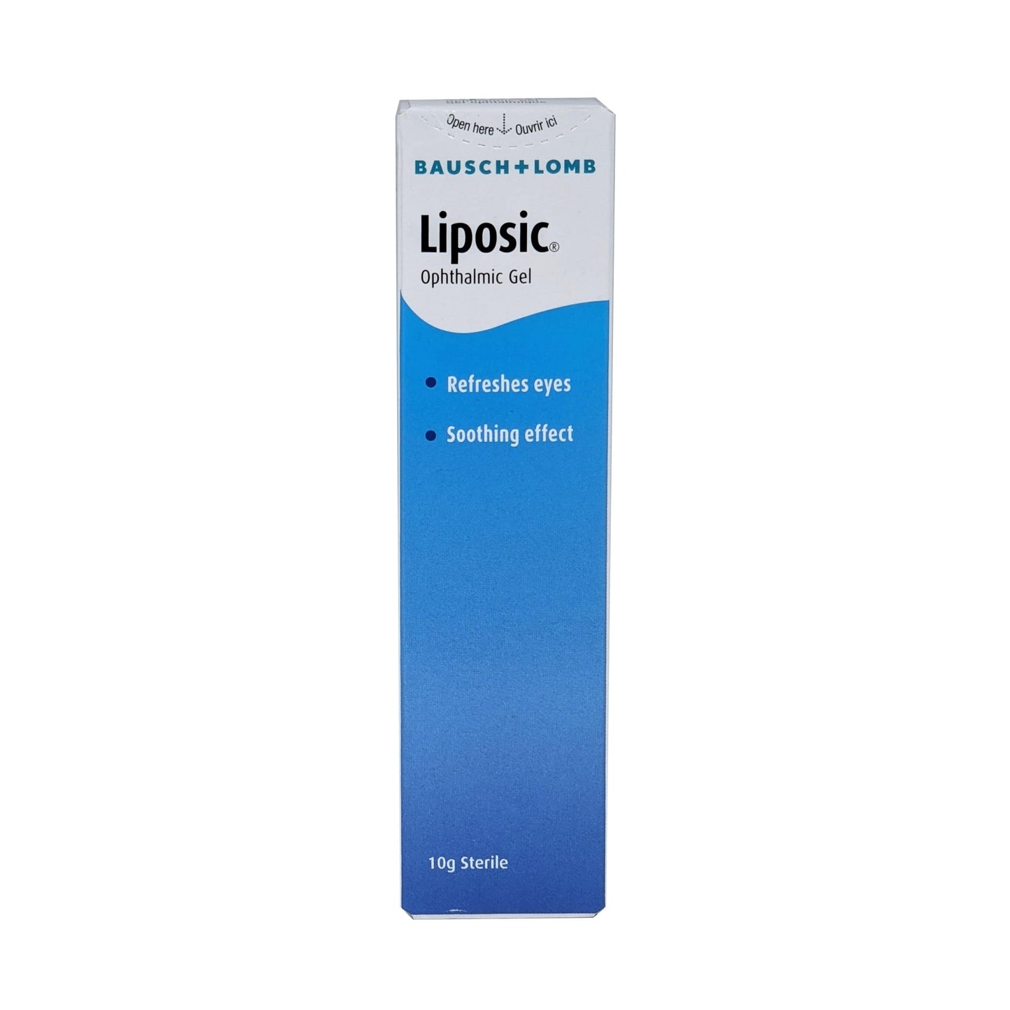 Product label for Bausch & Lomb Liposic Ophthalmic Gel (10g) 1 of 2