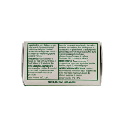 Warnings, directions, ingredients for Beano Tablets (30 tablets)