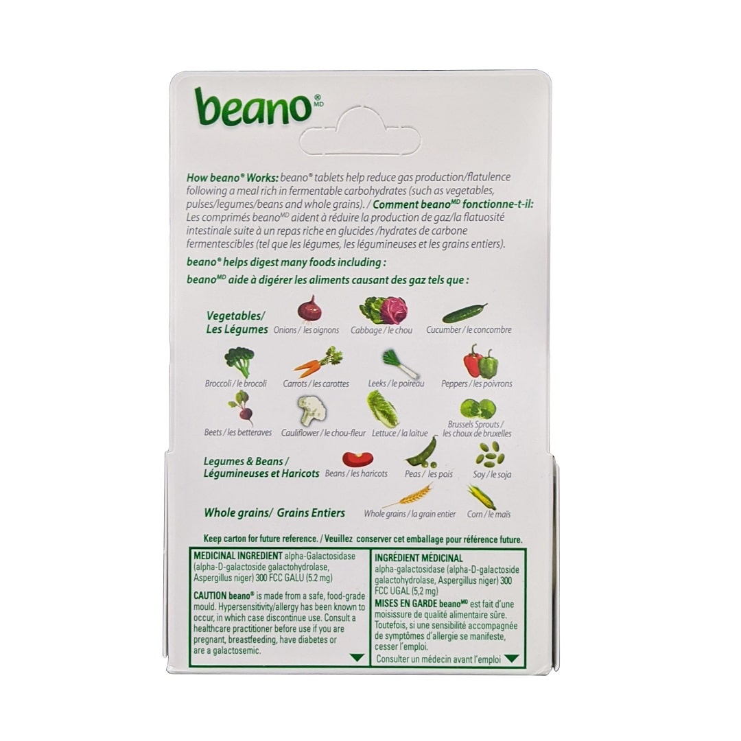 Description, ingredients, cautions for Beano Tablets (60 tablets)