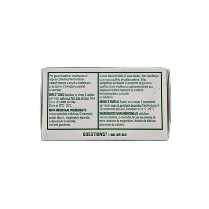 Warnings, directions, ingredients for Beano Tablets (60 tablets)