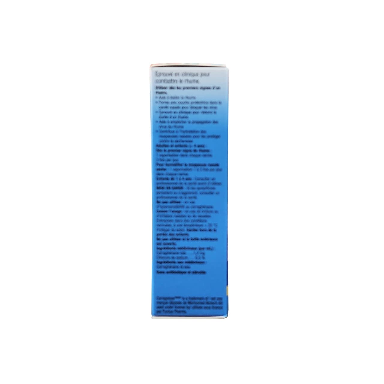 Description, directions, cautions, ingredients for Betadine Cold Defense Nasal Spray Soothing Formula (20 mL) in French