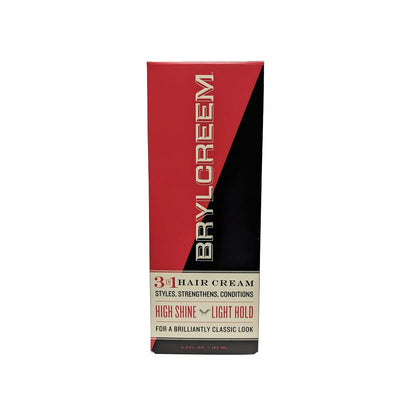 Product label for Brylcreem 3-in-1 Hair Cream for High Shine & Light Hold (132 mL) in English