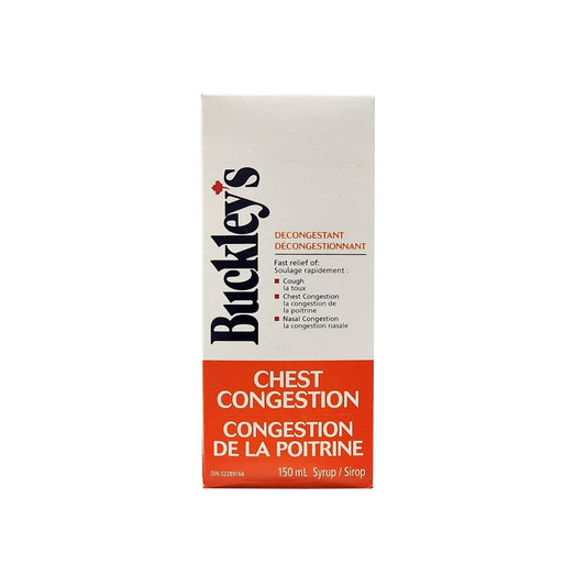 Product label for Buckley's Chest Congestion (150 mL)