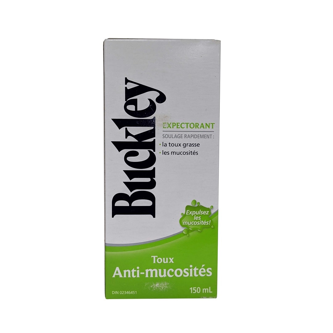 Product label for Buckley's Expectorant for Cough, Mucous & Phlegm in French