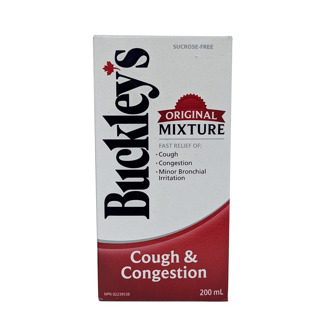 Product label for Buckley's Original Mixture for Cough & Congestion 200 mL in English