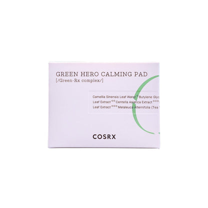 Product label for COSRX Green Hero Calming Pad (70 count)