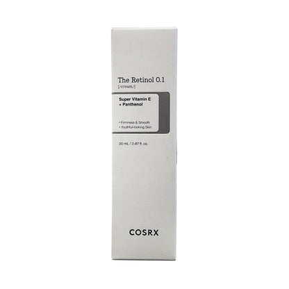 Product label for COSRX The Retinol 0.1 Super Vitamin E + Panthenol Cream (20 mL)