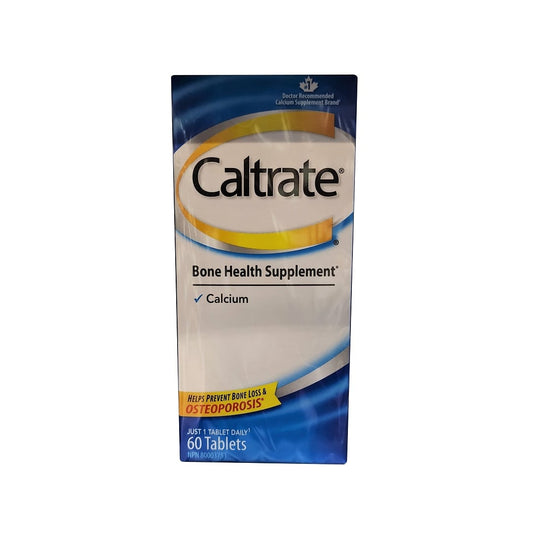 Product label for Caltrate Calcium 600 mg (60 tablets) in English